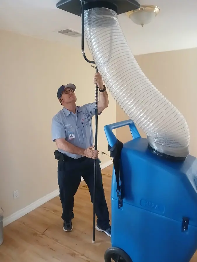 Mini Split Installation technician using HEPA equipment in Missouri City